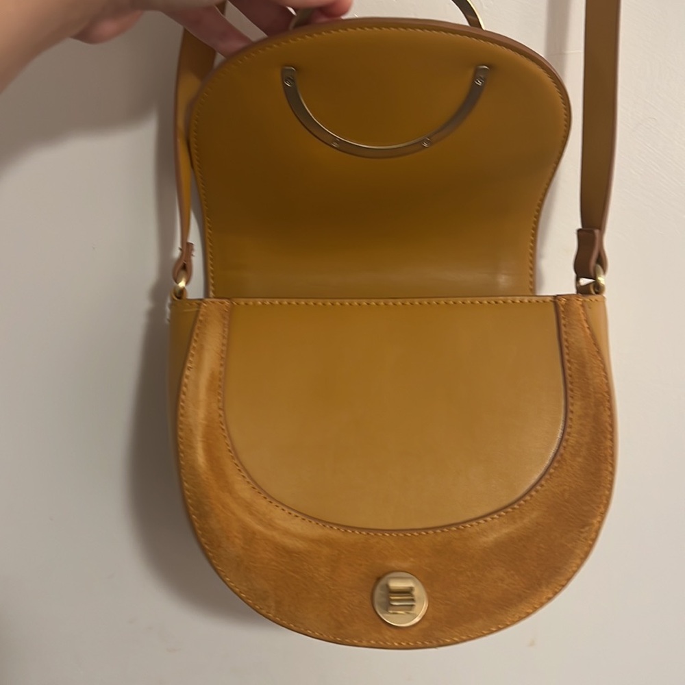 Zara Suede Bag Gold Ring Chloe Bag Carmel Tan Leather Suede Satchel Crossbody - Picture 3 of 7